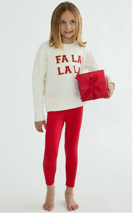 Little Peppa Legging Red Shine Waffle