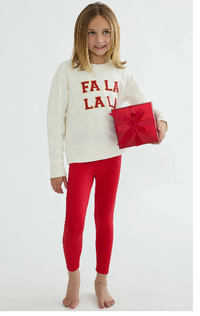 Little Peppa Legging Red Shine Waffle