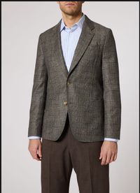Grey Wool Houndstooth Check Blazer