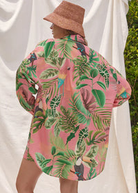 Oversized Holiday Shirt in Bird of Paradise