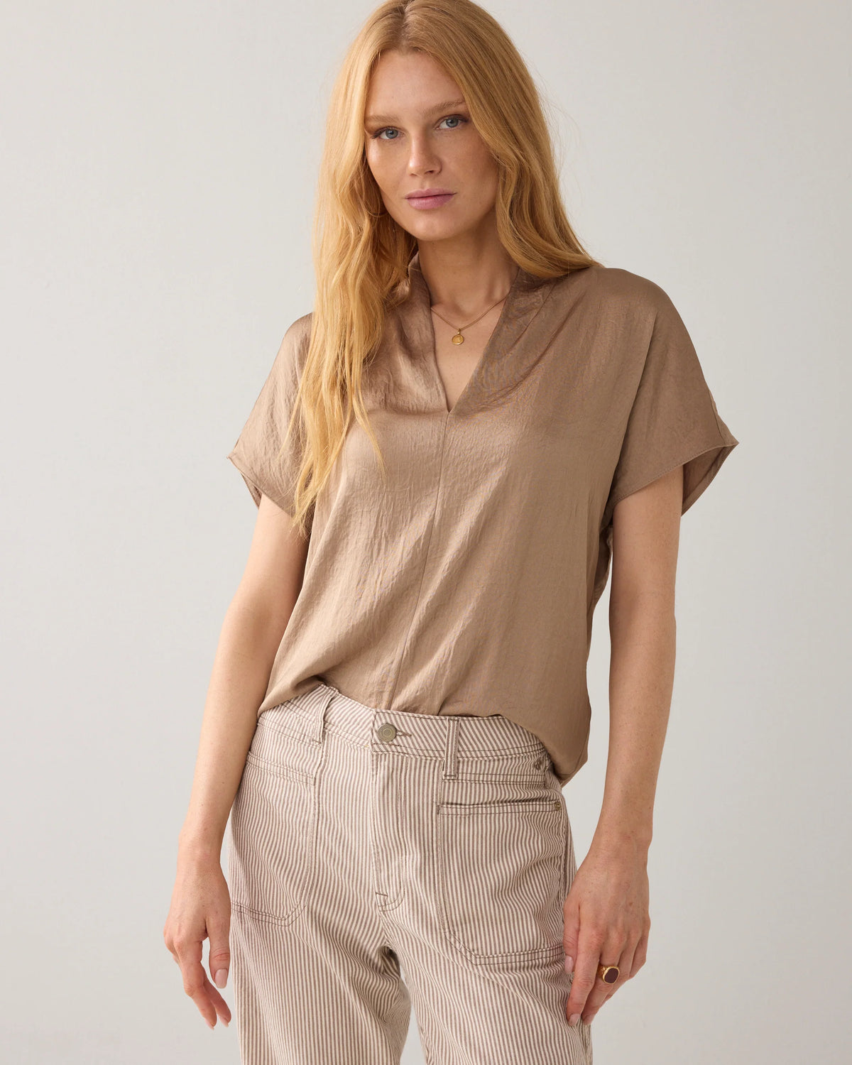 Shiny V-Neck Top