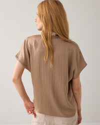Shiny V-Neck Top