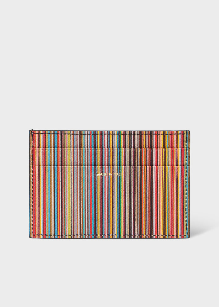 'Signature Stripe' Leather Card Holder