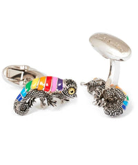 Silver 'Artist Stripe' Chameleon Cufflinks