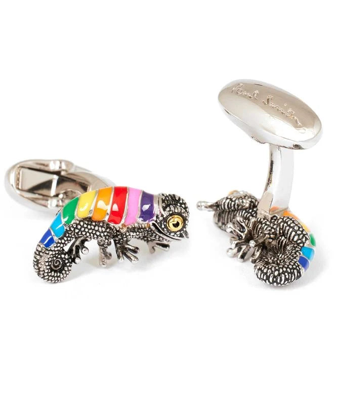Silver 'Artist Stripe' Chameleon Cufflinks