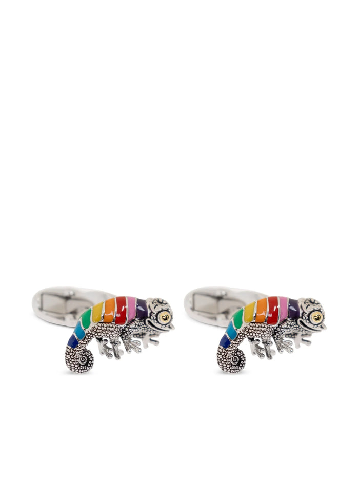 Silver 'Artist Stripe' Chameleon Cufflinks