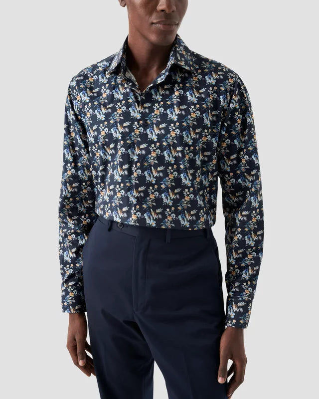 Slim Floral Print Twill Shirt