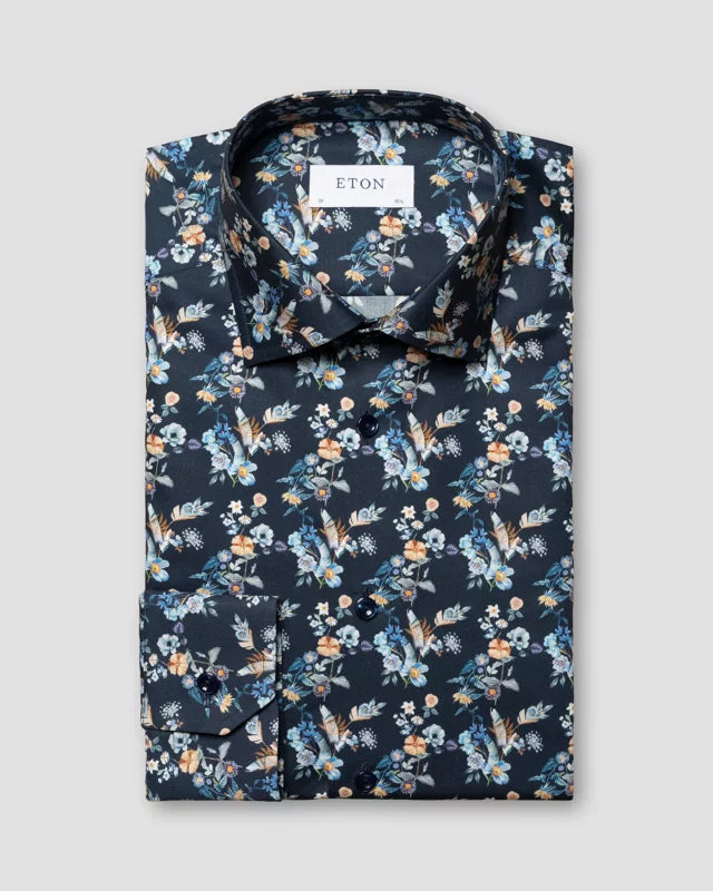 Slim Floral Print Twill Shirt