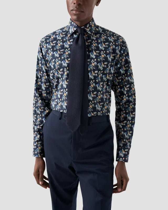 Slim Floral Print Twill Shirt