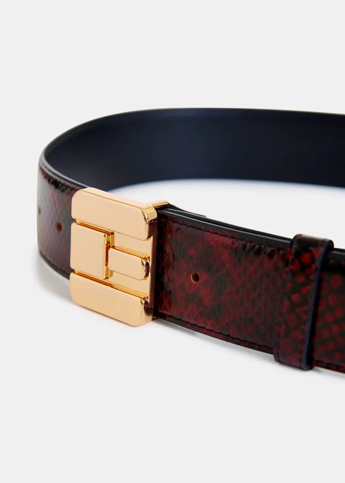 Snake Print Leather Belt