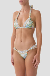 Soft Thick Tie Tri Bikini Set With Trims