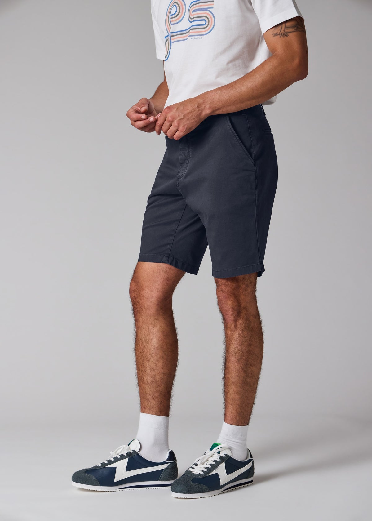 Stretch Twill Embroidery Shorts