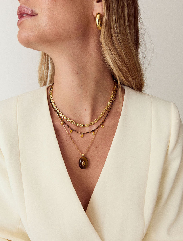 Beaded Necklace with CZ Drops