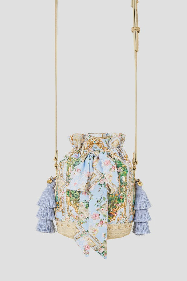 Tie Top Bucket Bag With Tassels