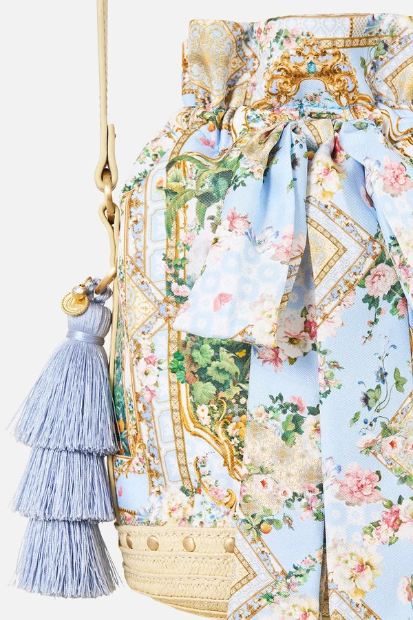 Tie Top Bucket Bag With Tassels