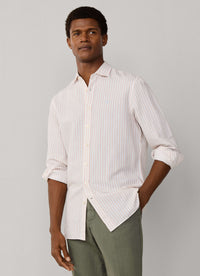 Tailored Fit Cot-Lin Stripe Shirt