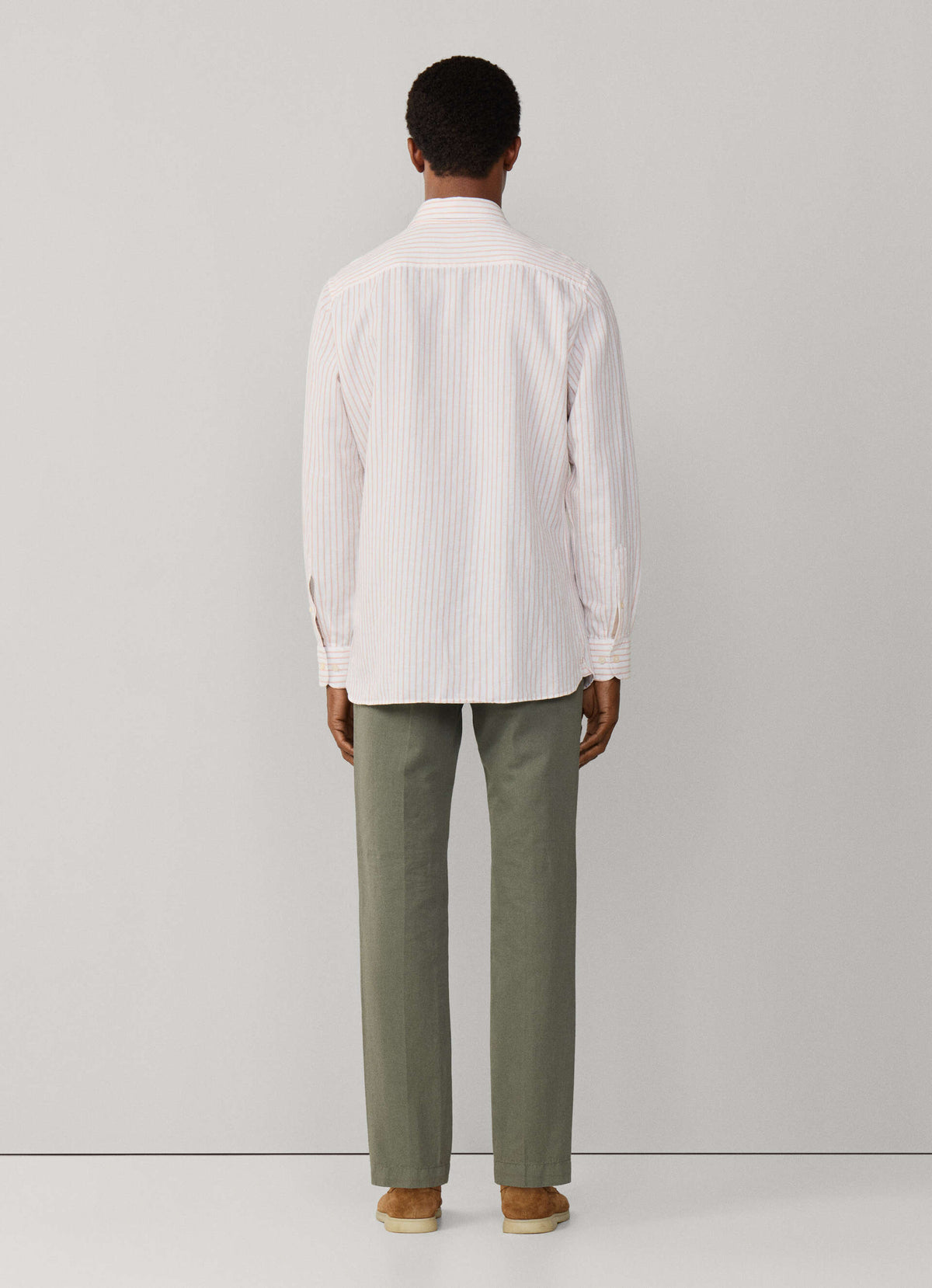 Tailored Fit Cot-Lin Stripe Shirt