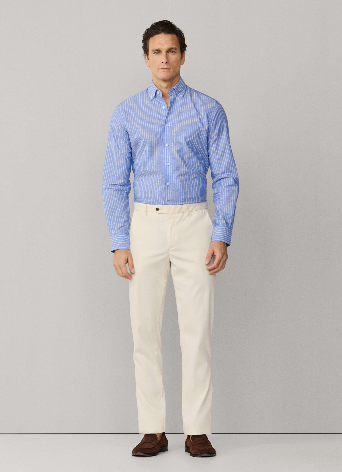 Tailored Fit Cotton Linen Stripe Shirt