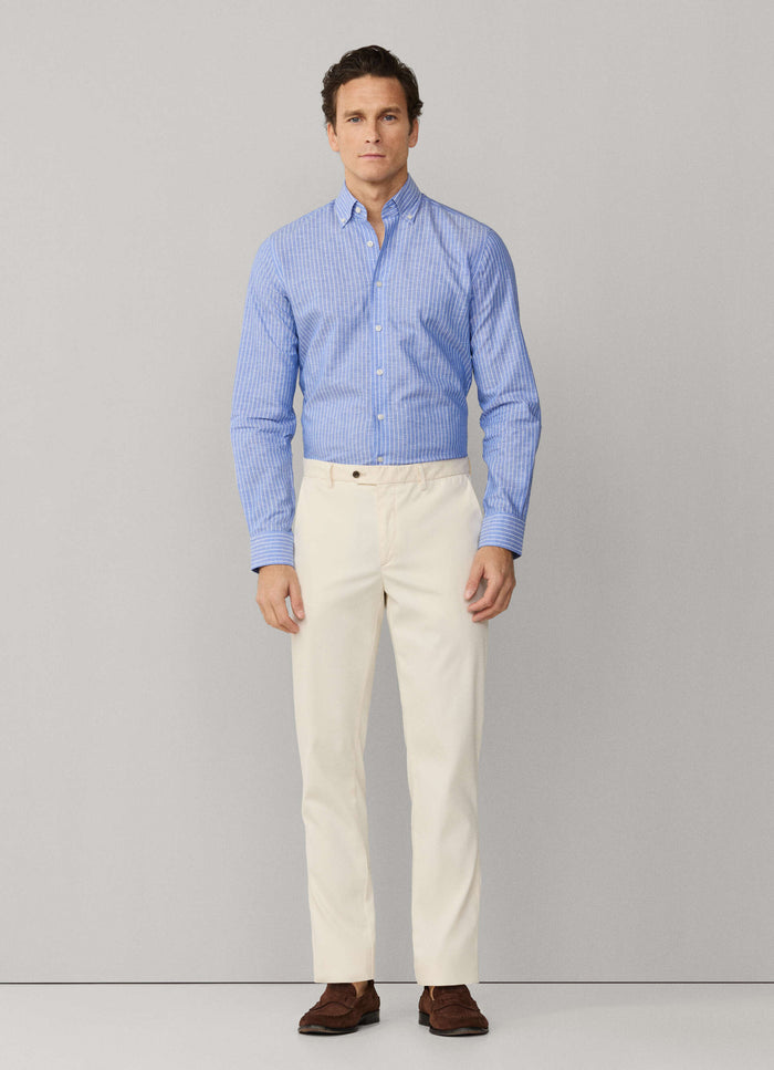 Tailored Fit Cotton Linen Stripe Shirt