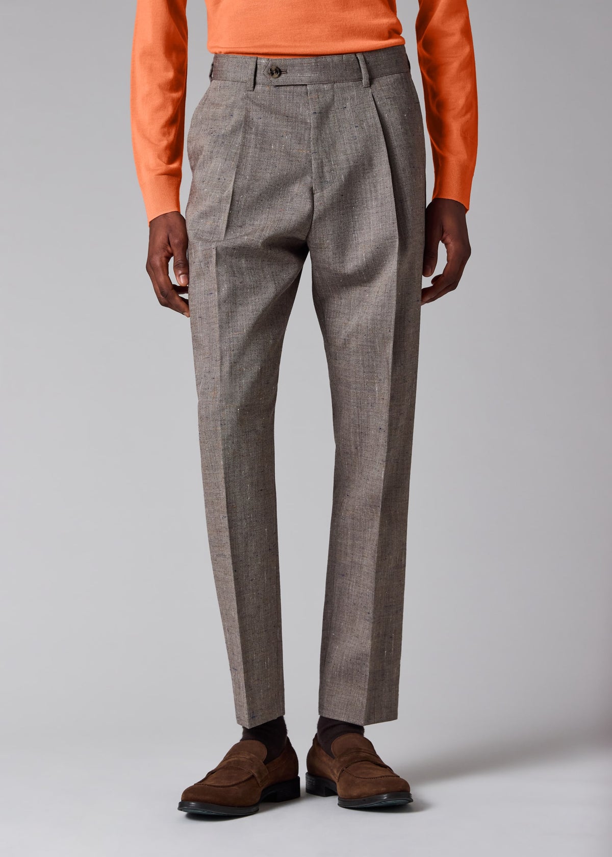 Tapered-Fit Pleated Trousers