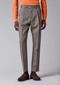 Tapered-Fit Pleated Trousers