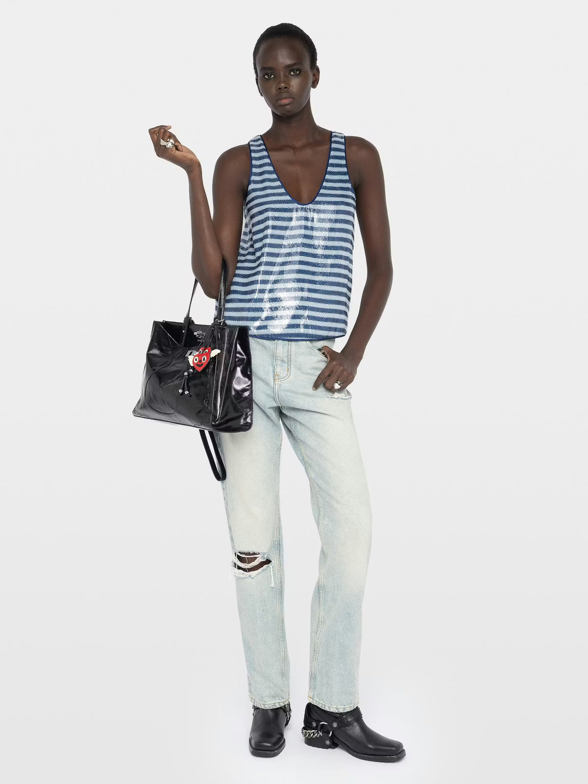 Tarys Striped Sequin Tank