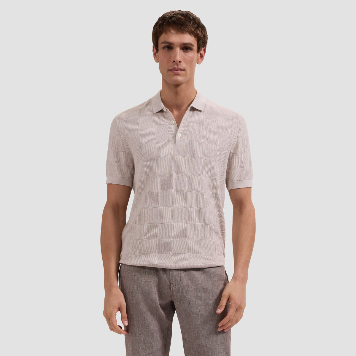 Textured Check Polo Sweater