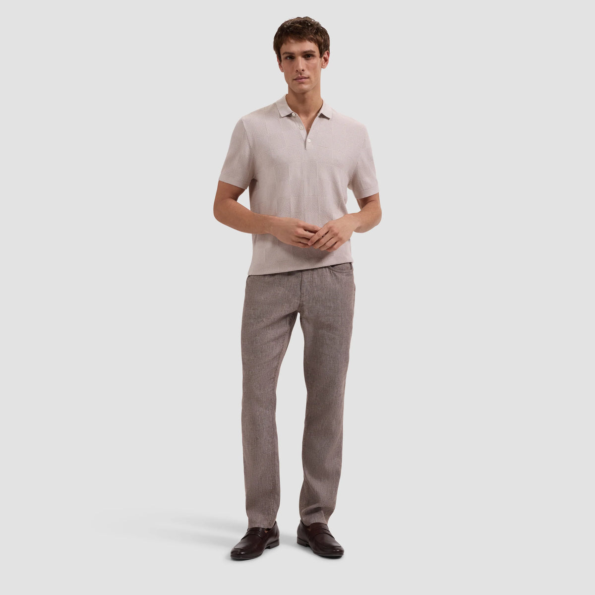 Textured Check Polo Sweater