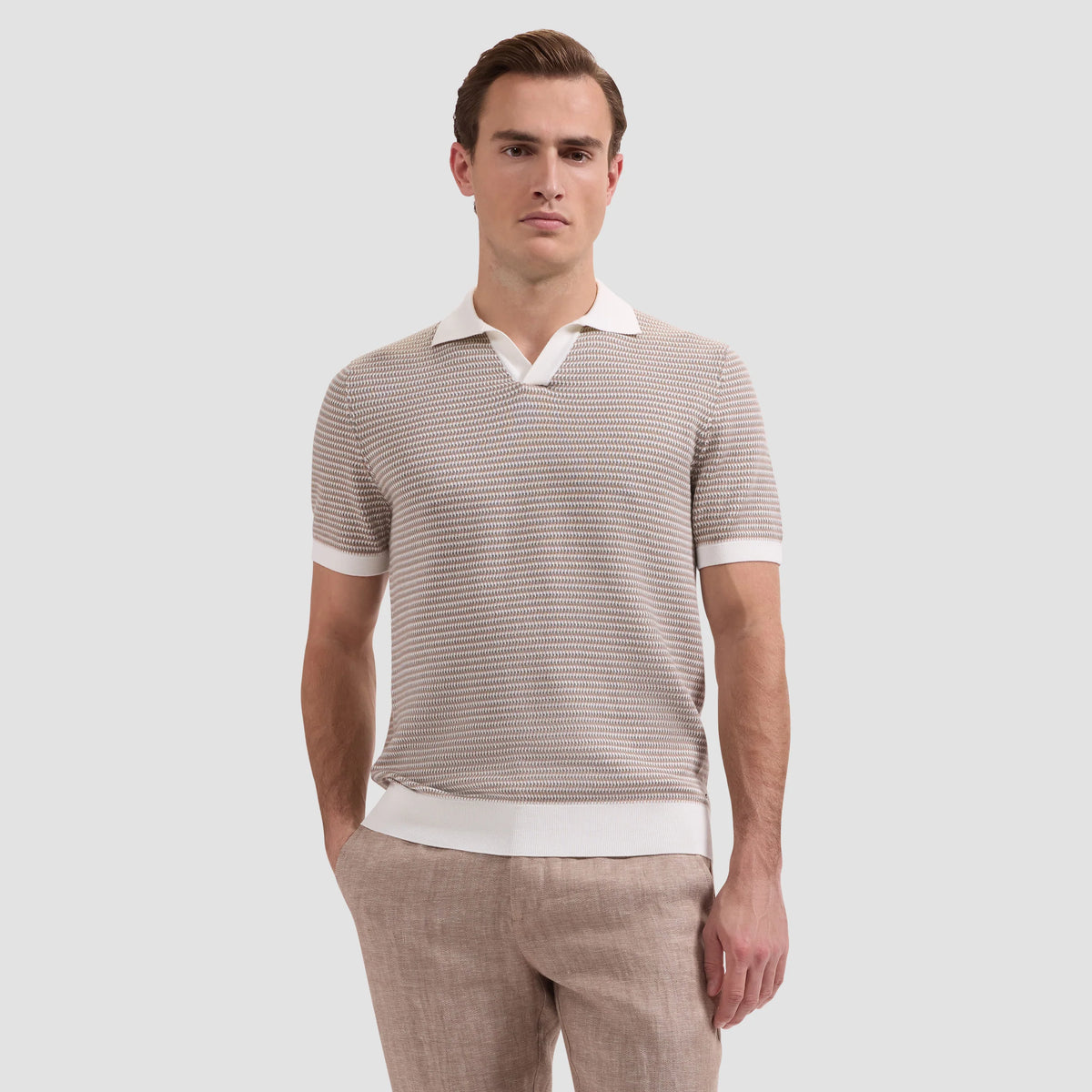 Textured Johnny Collar Polo