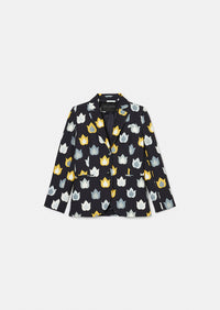 Vinicio Black with Flames Print Jacket