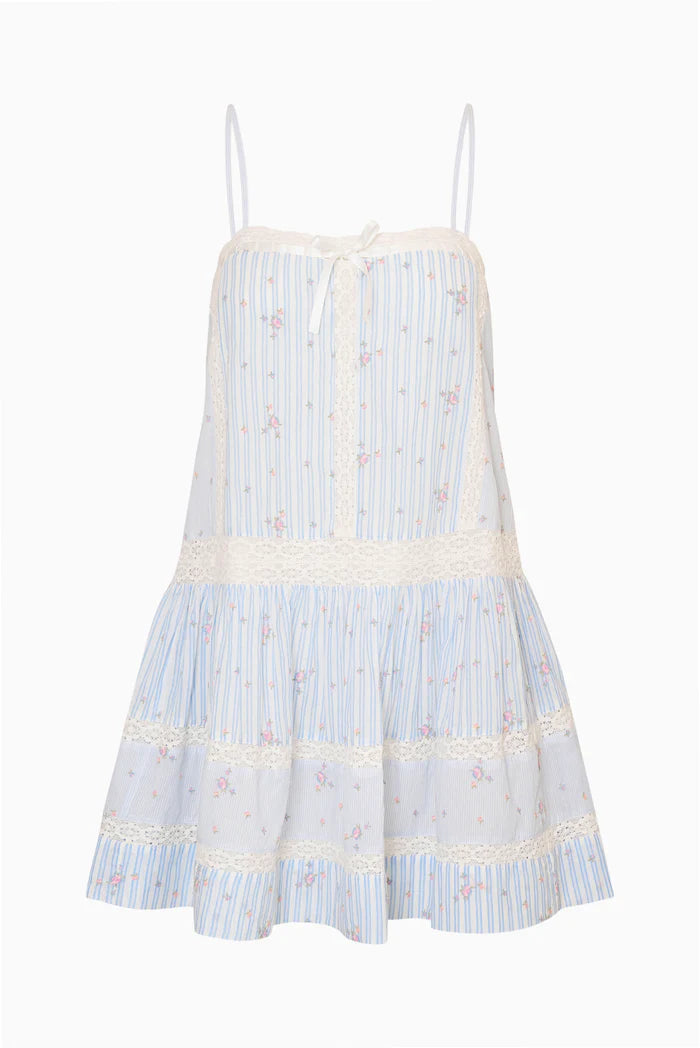 Vionett Floral Stripe Mini Dress