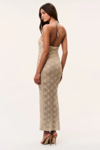 Vreya Metallic Crochet Maxi Dress
