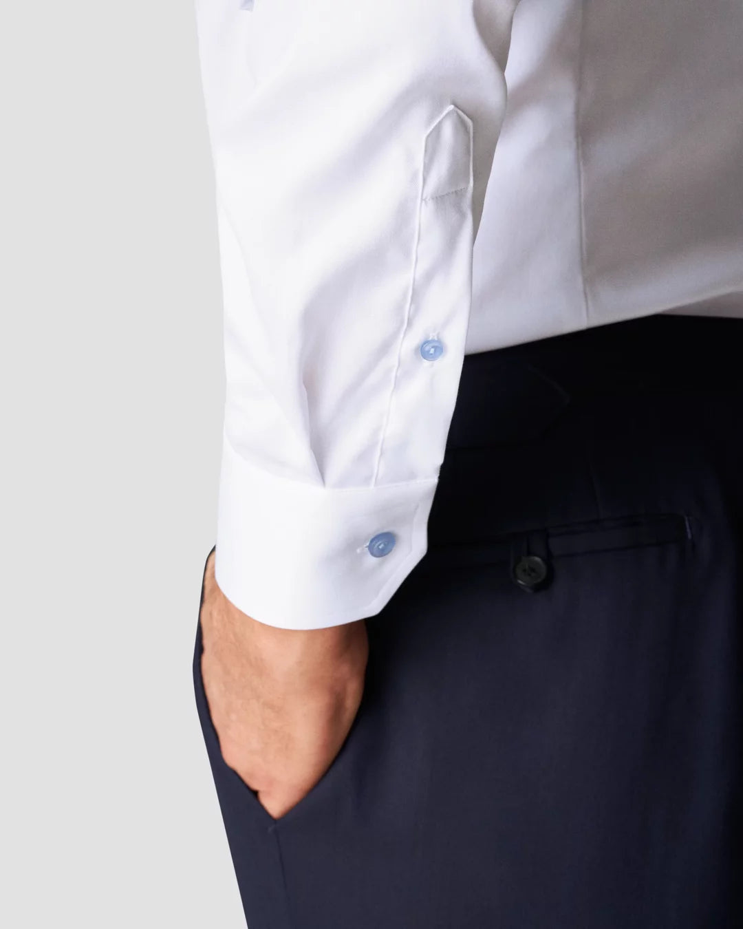 White Signature Twill Shirt-Blue Details