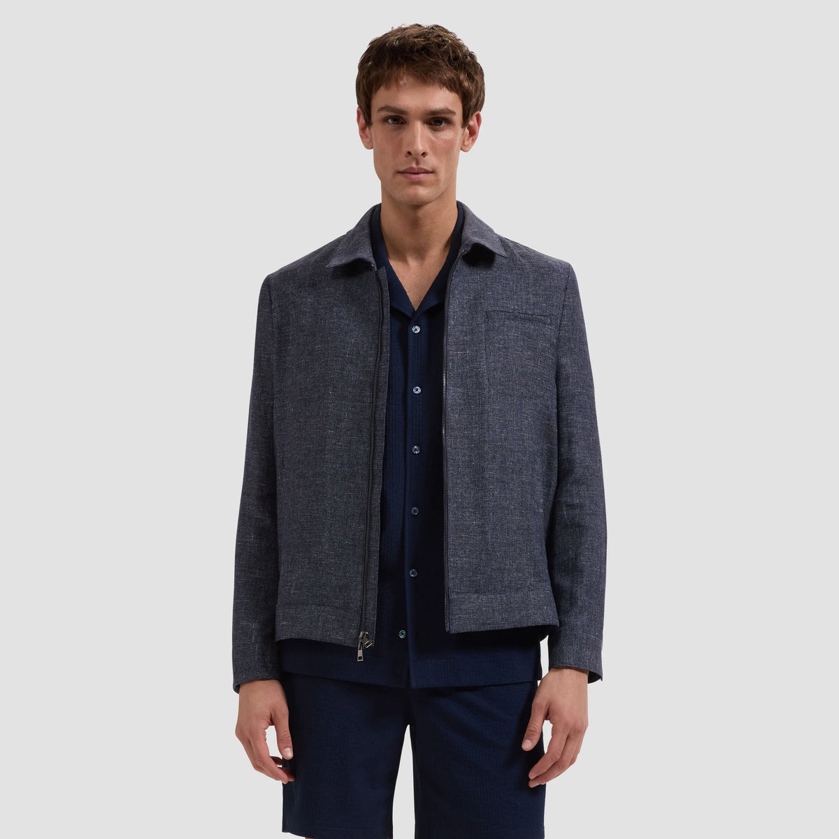 Wool Linen Hopsack Jacket