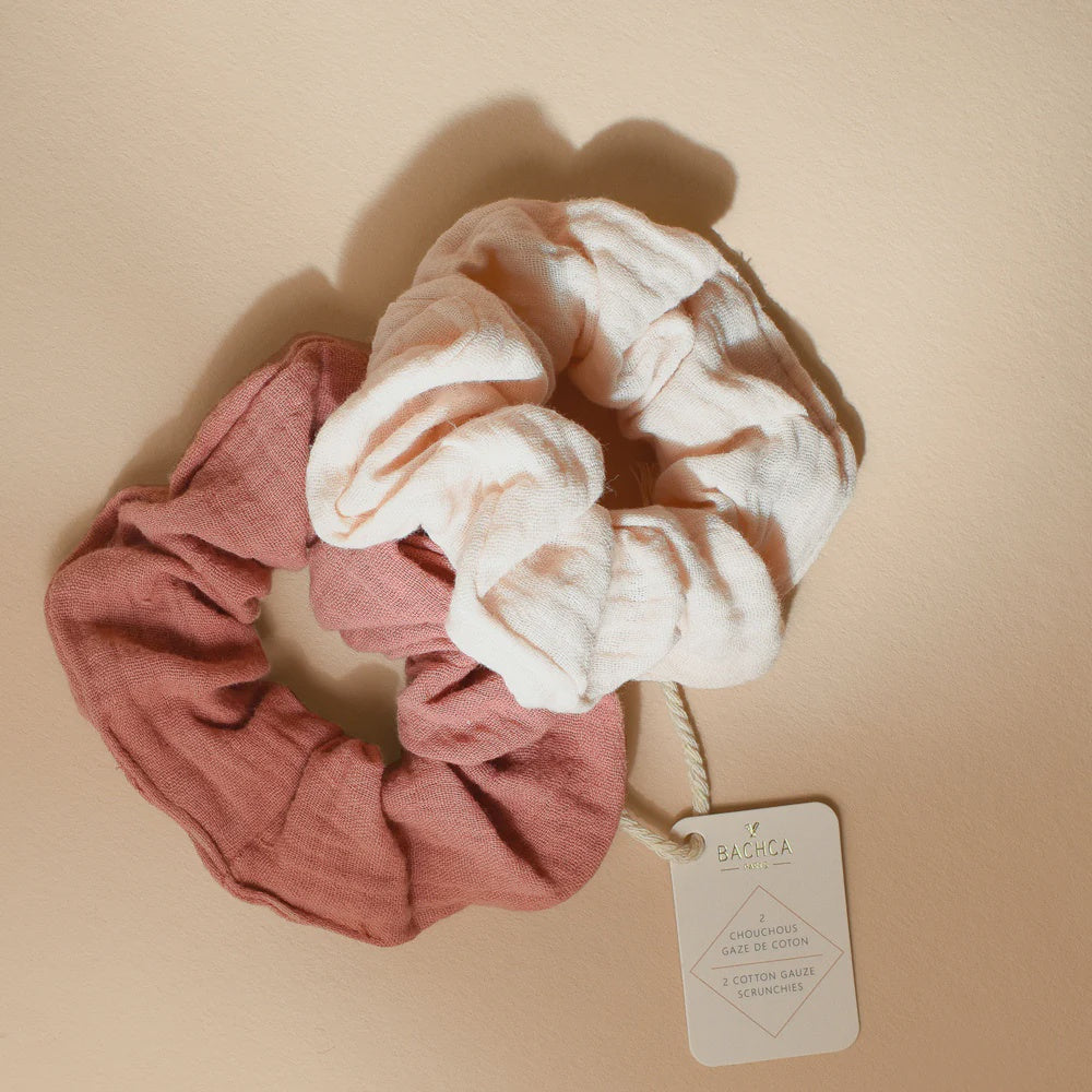 2 Cotton Gauze Scrunchies