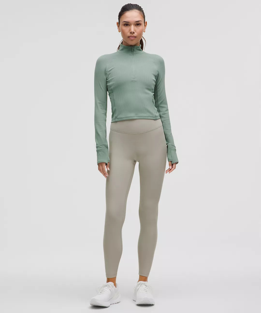 Ribbed Cropped Half Zip