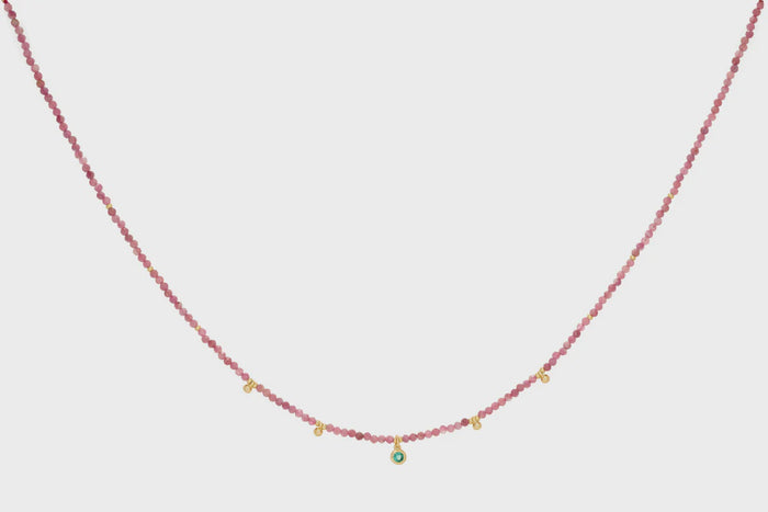 Jasmine Gold & Pink Tourmaline Beaded Necklace