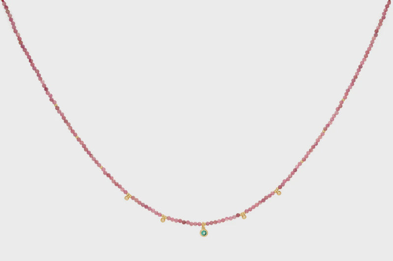 Jasmine Gold & Pink Tourmaline Beaded Necklace