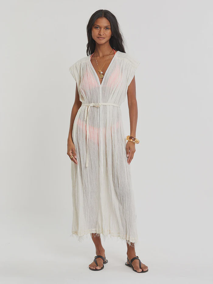 JANENE Long Crinkle Dress