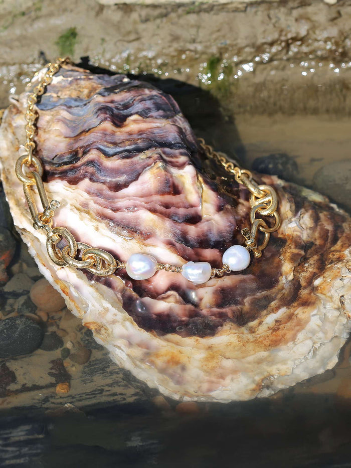 Boatyard Link Chain & Freshwater Pearl Necklace