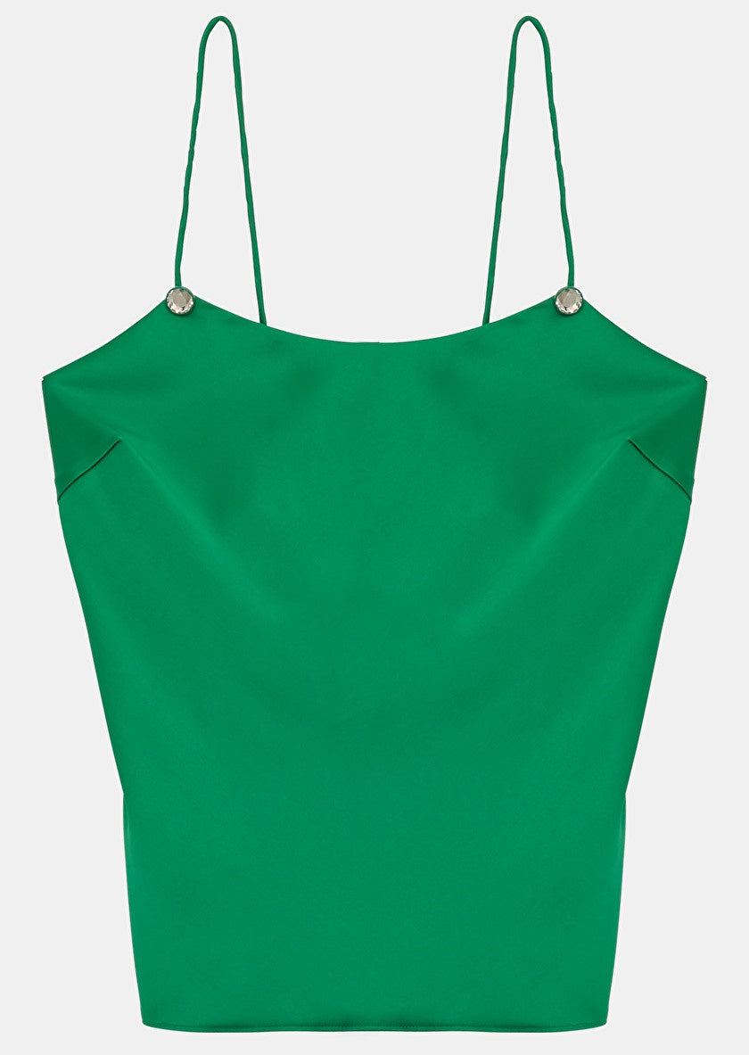 Tess Ecru Fluid Satin Tank Top