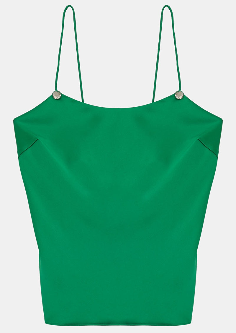 Tess Ecru Fluid Satin Tank Top