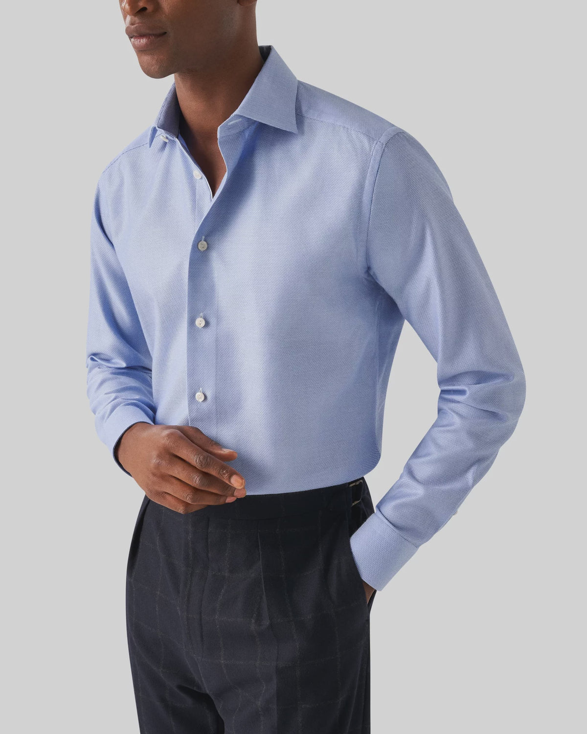 Blue Slim Cotton & Tencel Lyocell Shirt