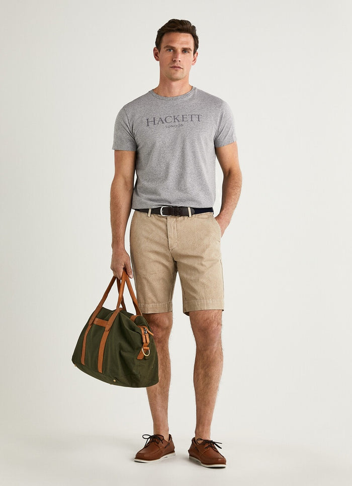 Men's Leaf Print Cotton Linen Shorts - Oat