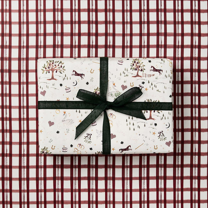 L&L 12 Days Ivory & Red Check Gift Wrap
