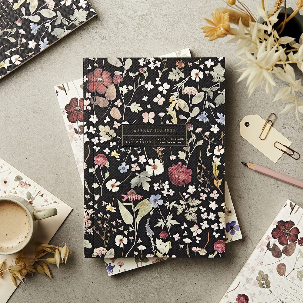 Weekly Planner - Pressed Black Floral Design