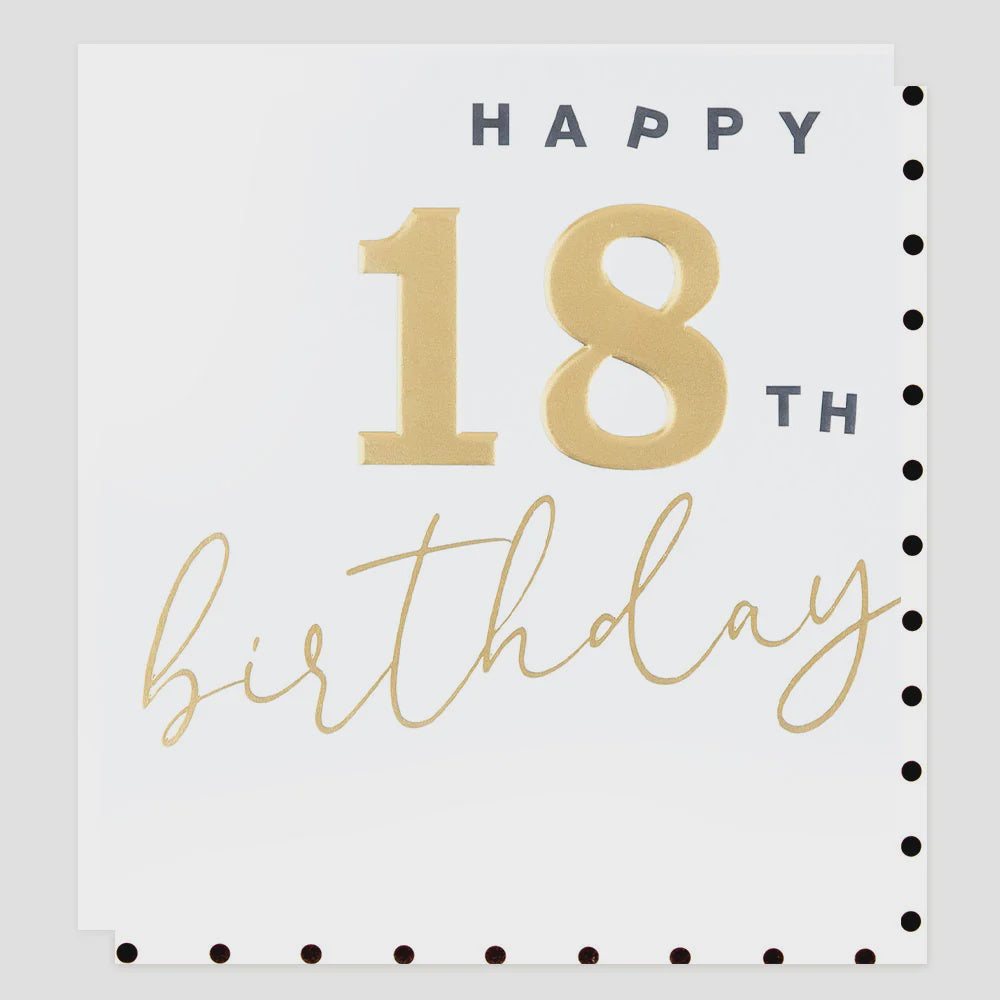 Gold Happy 18th Birthday Card