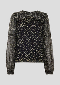 Speckled Polka Dot Shirred Top