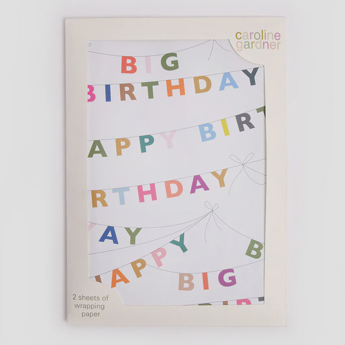 Birthday Bunting Wrapping Paper Set of 2 Sheets