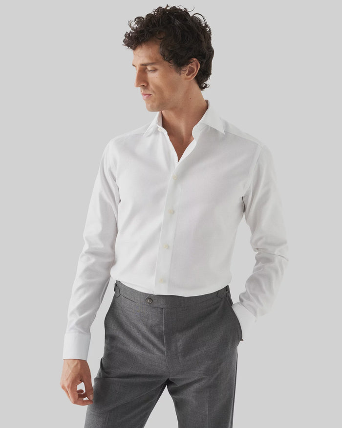 White Slim Cotton & Tencel Lyocell Shirt